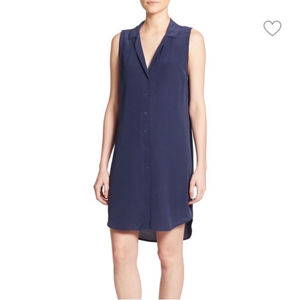 Deep Purple Silk Sleeveless Adalyn Shirt Dress from Equipment